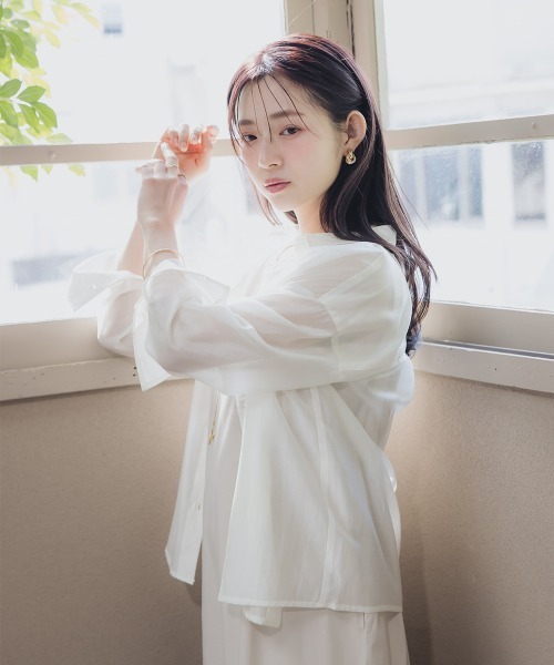 ブラウス シャツ 小さいサイズ　シアーシャツ　低身長さん・小柄女性 レディース 小さいサイズ シアーシャツ 低身長さん・小柄女性（シャツ