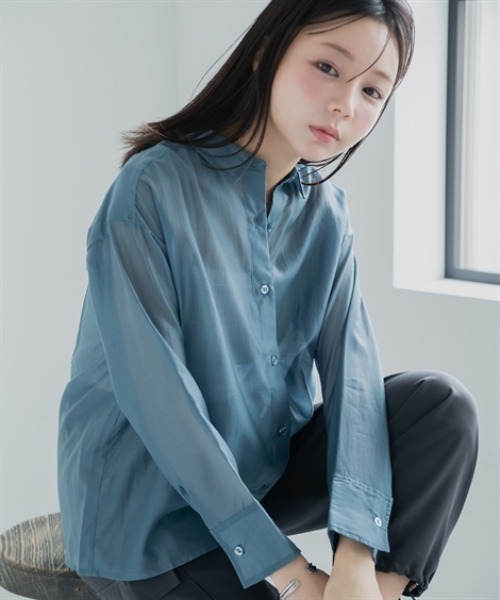 Petitjo(プッチージョ)の「小さいサイズ シアーシャツ 低身長さん・小柄女性(シャツ/ブラウス・レディース・カーキ/ホワイト・PM/PS)」の5枚目の写真