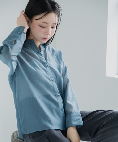 Petitjo(プッチージョ)の「小さいサイズ シアーシャツ 低身長さん・小柄女性(シャツ/ブラウス・レディース・カーキ/ホワイト・PM/PS)」の6枚目の写真