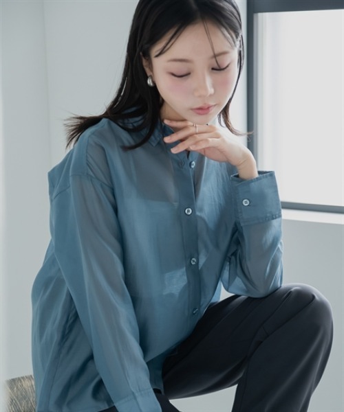 Petitjo(プッチージョ)の「小さいサイズ シアーシャツ 低身長さん・小柄女性(シャツ/ブラウス・レディース・カーキ/ホワイト・PM/PS)」の10枚目の写真