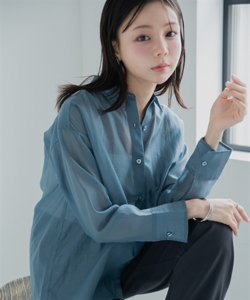 Petitjo(プッチージョ)の「小さいサイズ シアーシャツ 低身長さん・小柄女性(シャツ/ブラウス・レディース・カーキ/ホワイト・PM/PS)」の11枚目の写真