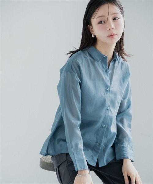 Petitjo(プッチージョ)の「小さいサイズ シアーシャツ 低身長さん・小柄女性(シャツ/ブラウス・レディース・カーキ/ホワイト・PM/PS)」の12枚目の写真