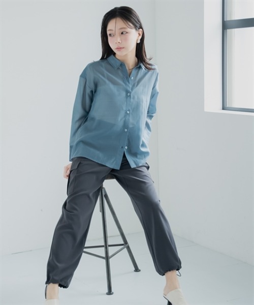 Petitjo(プッチージョ)の「小さいサイズ シアーシャツ 低身長さん・小柄女性(シャツ/ブラウス・レディース・カーキ/ホワイト・PM/PS)」の13枚目の写真