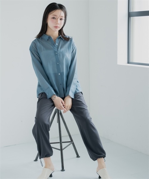 Petitjo(プッチージョ)の「小さいサイズ シアーシャツ 低身長さん・小柄女性(シャツ/ブラウス・レディース・カーキ/ホワイト・PM/PS)」の14枚目の写真