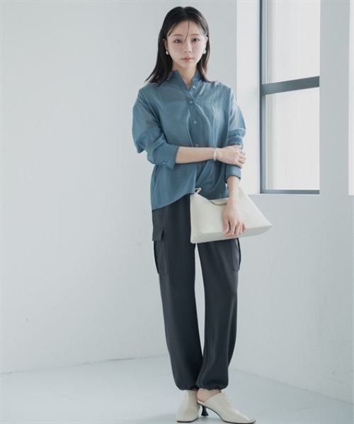 Petitjo(プッチージョ)の「小さいサイズ シアーシャツ 低身長さん・小柄女性(シャツ/ブラウス・レディース・カーキ/ホワイト・PM/PS)」の15枚目の写真