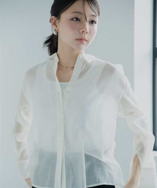 Petitjo(プッチージョ)の「小さいサイズ シアーシャツ 低身長さん・小柄女性(シャツ/ブラウス・レディース・カーキ/ホワイト/ブルー・PM/PS)」の17枚目の写真