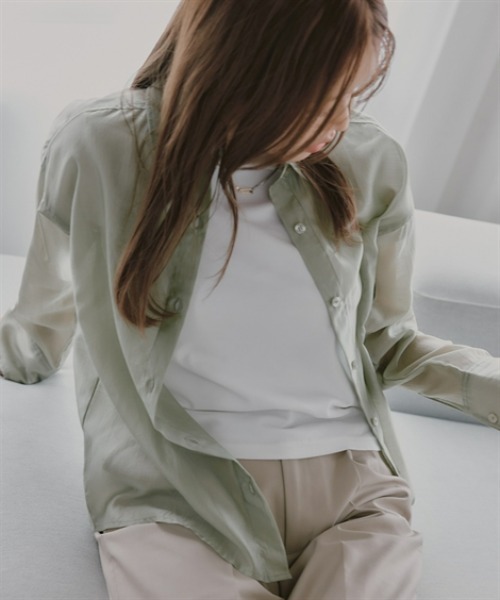 Petitjo(プッチージョ)の「小さいサイズ シアーシャツ 低身長さん・小柄女性(シャツ/ブラウス・レディース・カーキ/ホワイト/ブルー・PM/PS)」の22枚目の写真