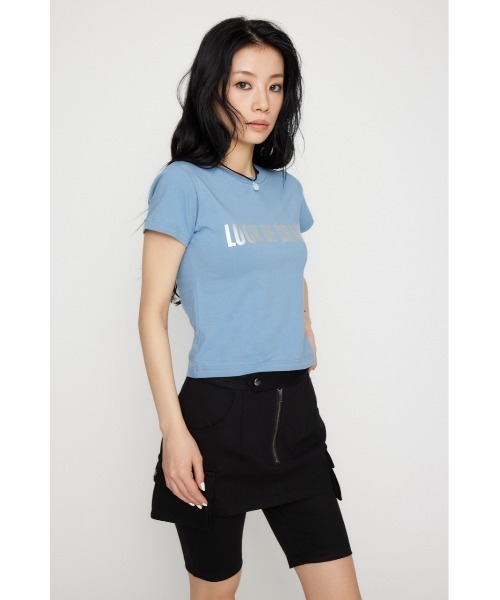 LAGUA GEM(ラグアジェム)の「FOIL LOGO PRINT Tシャツ(Tシャツ/カットソー・レディース・ブラック/ライトブルー/グレー・FREE)」の14枚目の写真