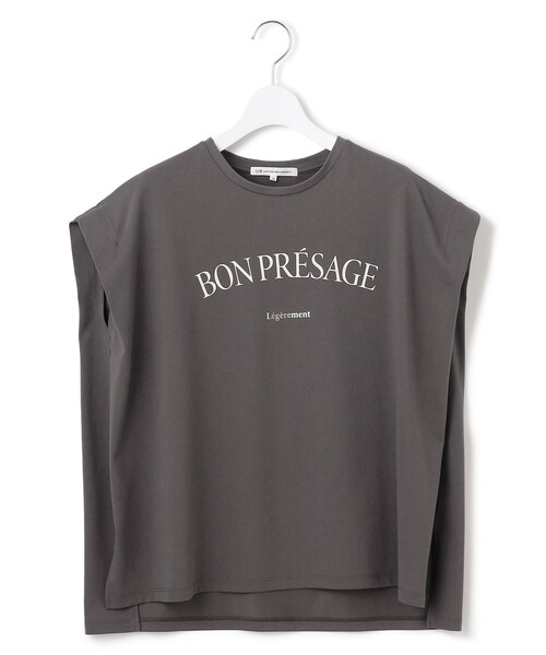 23区（ニジュウサンク）の「【接触冷感/洗える】BON-PRESAGE ロゴ フレンチスリーブ Tシャツ（Tシャツ/カットソー・レディース・グレー系/ホワイト系/ライトグレー系・38）」の17枚目の写真
