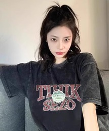 ヴィンテージ風 グラフィックプリント 半袖Tシャツ オーバーサイズ