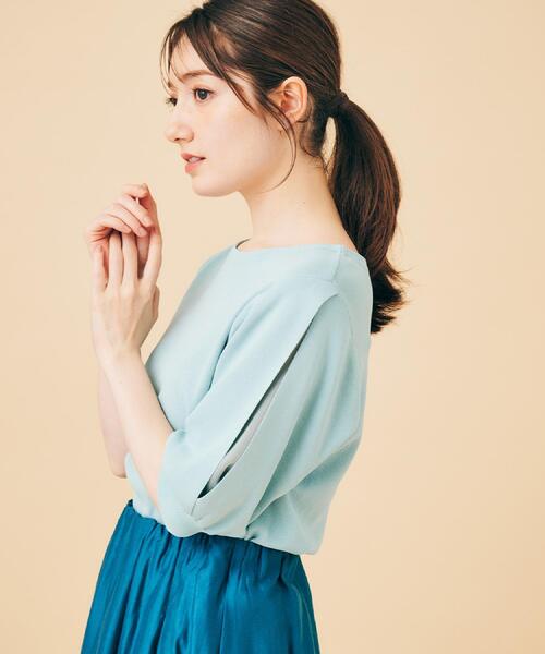 index（インデックス）の「《6色展開/XS-LLサイズ》ドライタッチ デザインスリーブニット【洗濯機洗い可/接触冷感/抗ピル】（ニット/セーター・レディース・チャコールグレー/ナチュラル/ネイビー/ピンク/ブラウン系その他/グリーン系・34/36/38/40/42）」の9枚目の写真