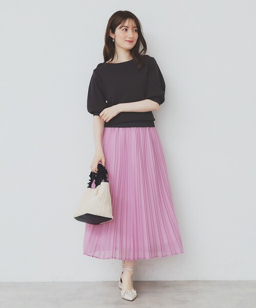 index（インデックス）の「《6色展開/XS-LLサイズ》ドライタッチ デザインスリーブニット【洗濯機洗い可/接触冷感/抗ピル】（ニット/セーター・レディース・チャコールグレー/ナチュラル/ネイビー/ピンク/ブラウン系その他/グリーン系・34/36/38/40/42）」の14枚目の写真