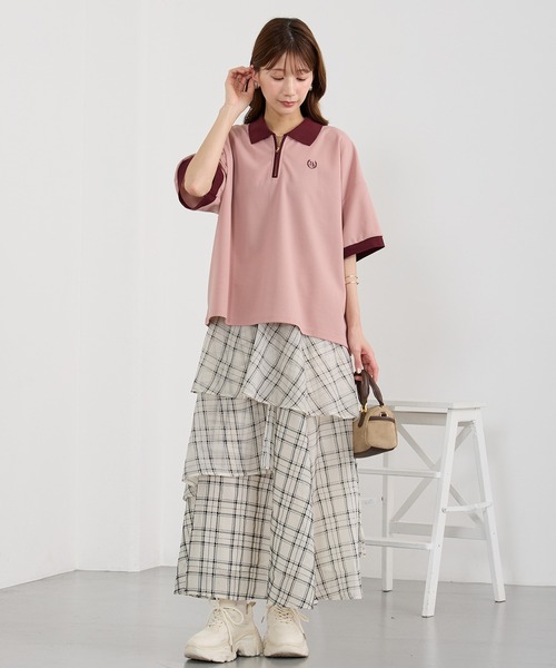 NICOLE CLUB(ニコル クラブ)の「シアーアシメギャザースカート(スカート・レディース・ネイビー/オフホワイト・MEDIUM)」の10枚目の写真