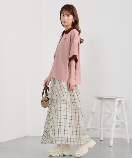 NICOLE CLUB(ニコル クラブ)の「シアーアシメギャザースカート(スカート・レディース・ネイビー/オフホワイト・MEDIUM)」の11枚目の写真