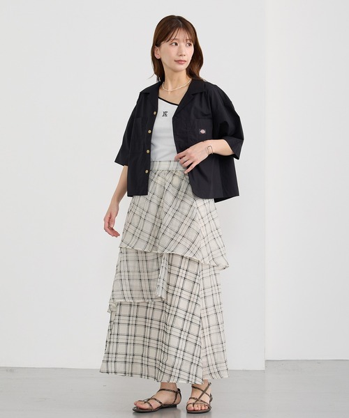 NICOLE CLUB(ニコル クラブ)の「シアーアシメギャザースカート(スカート・レディース・ネイビー/オフホワイト・MEDIUM)」の13枚目の写真