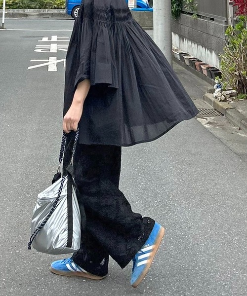 notch. スクエアパターンレースパンツ/ブラック notch.｜【 notch. by KR 】スクエアパターンレースパンツ