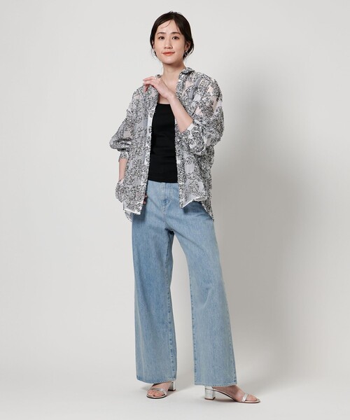 PUBLIC TOKYO ペイズリーカットジャガードブラウス ネイビー PUBLIC TOKYO（パブリックトウキョウ）の「ペイズリーカット