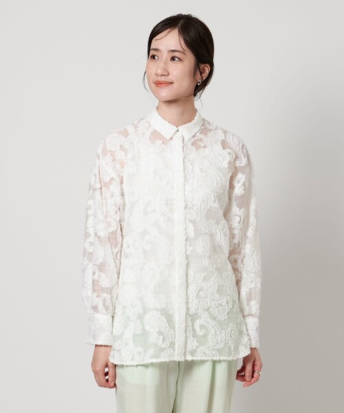 UNITED ARROWS ブラウス シャツ ペイズリー カット ジャガード