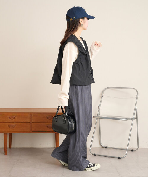 CIAOPANIC TYPY(チャオパニックティピー)の「【kairi企画】シアーナイロンバルーンベスト(ベスト・レディース・カーキ/ブラック/アイボリー・ONE SIZE)」の5枚目の写真