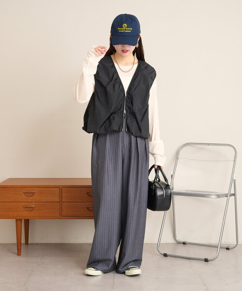 CIAOPANIC TYPY(チャオパニックティピー)の「【kairi企画】シアーナイロンバルーンベスト(ベスト・レディース・カーキ/ブラック/アイボリー・ONE SIZE)」の6枚目の写真