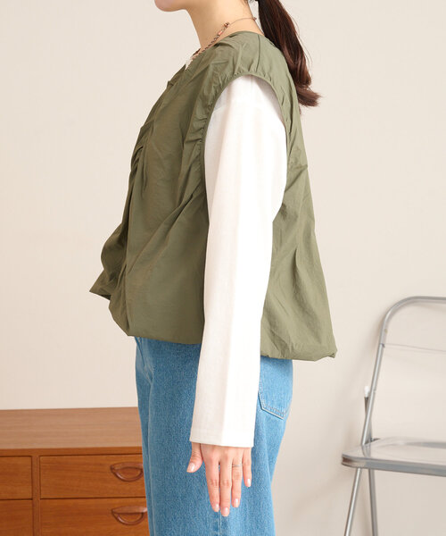 CIAOPANIC TYPY(チャオパニックティピー)の「【kairi企画】シアーナイロンバルーンベスト(ベスト・レディース・カーキ/ブラック/アイボリー・ONE SIZE)」の8枚目の写真