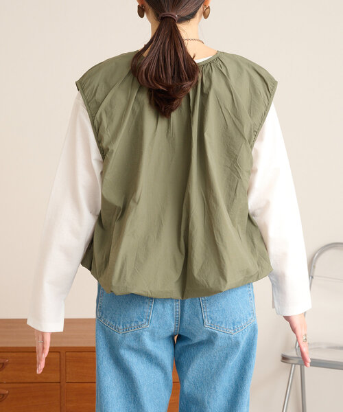 CIAOPANIC TYPY(チャオパニックティピー)の「【kairi企画】シアーナイロンバルーンベスト(ベスト・レディース・カーキ/ブラック/アイボリー・ONE SIZE)」の9枚目の写真