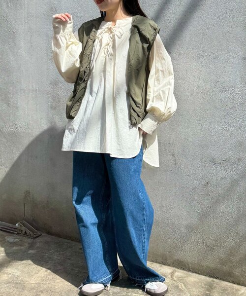 CIAOPANIC TYPY(チャオパニックティピー)の「【kairi企画】シアーナイロンバルーンベスト(ベスト・レディース・カーキ/ブラック/アイボリー・ONE SIZE)」の17枚目の写真