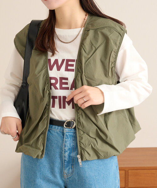 CIAOPANIC TYPY(チャオパニックティピー)の「【kairi企画】シアーナイロンバルーンベスト(ベスト・レディース・カーキ/ブラック/アイボリー・ONE SIZE)」の19枚目の写真