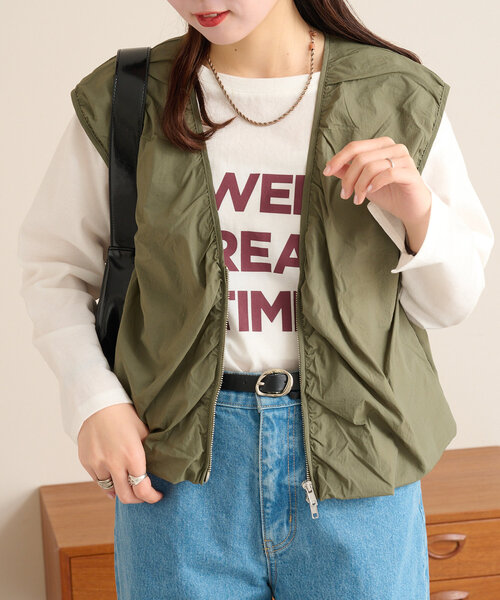 CIAOPANIC TYPY(チャオパニックティピー)の「【kairi企画】シアーナイロンバルーンベスト(ベスト・レディース・カーキ/ブラック/アイボリー・ONE SIZE)」の21枚目の写真