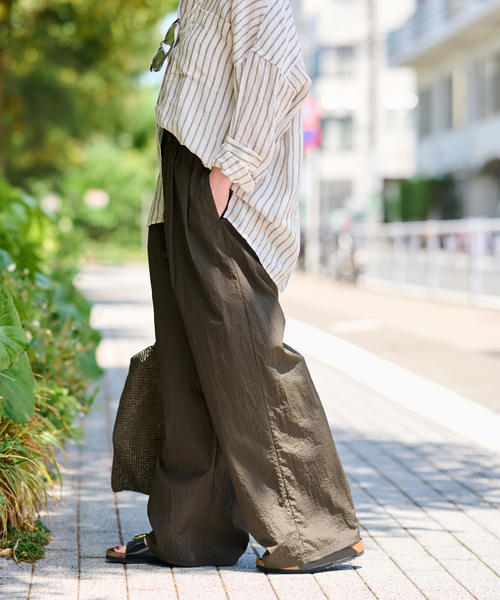 ジャーナルスタンダード　レリューム　
ノーカラーデニムジャケット ライトナイロンワイドパンツ（その他パンツ）｜JOURNAL STANDARD