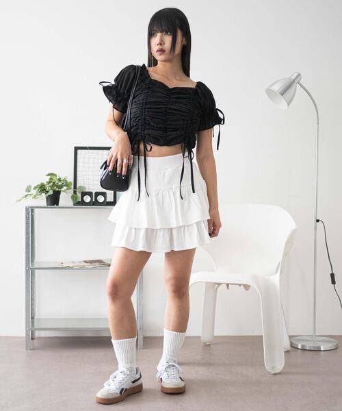 WEGO(ウィゴー)の「WEGO/カットフリルスカパン(スカート・レディース・杢グレー/スミクロ/ホワイト/その他1・FREE)」の10枚目の写真