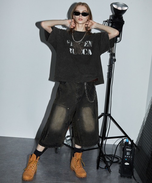 SWAGVIBE(スワッグバイブ)の「【SWAGVIBE】Frost Fade Patchwork Oversize Tee(Tシャツ/カットソー・メンズ・オフホワイト/ブラック/ダークブラウン・M/L)」の12枚目の写真