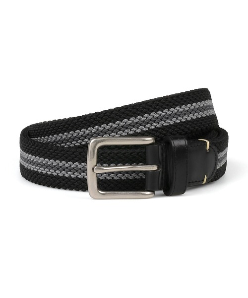 The DUFFER of ST.GEORGE（ザダファーオブセントジョージ）の「RUBBER MESH STRIPE BELT：ラバーメッシュ ストライプベルト（ベルト・メンズ・ブラック/ネイビー・F）」の2枚目の写真