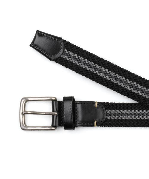 The DUFFER of ST.GEORGE（ザダファーオブセントジョージ）の「RUBBER MESH STRIPE BELT：ラバーメッシュ ストライプベルト（ベルト・メンズ・ブラック/ネイビー・F）」の3枚目の写真