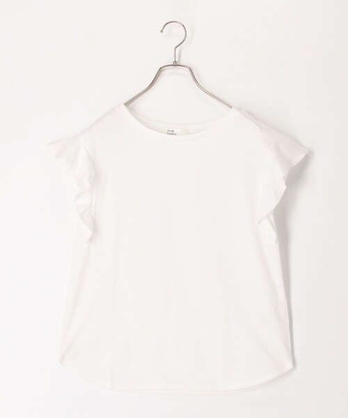 fredy couleur(フレディクルール)の「TC天竺袖フリルTシャツ(Tシャツ/カットソー・レディース・ブラック系その他/レッド/ブラック/オフホワイト・38)」の1枚目の写真