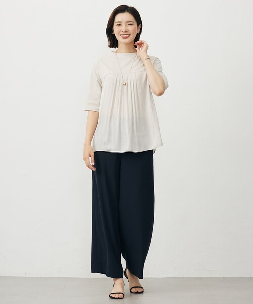 J.PRESS(ジェイプレス)の「【洗える・吸水速乾・接触冷感・セットアップ対応】Light ジョーゼット ワイド パンツ(その他パンツ・レディース・グレー系/ブラック系/ネイビー系/ベージュ系・9/11/13/7)」の16枚目の写真