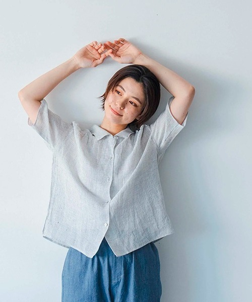 美品　プリット　リネン100% 　シャツ　ブラウス　チェック 楽天市場】一部即納 リネンシャツ レディース シャツ チェック柄