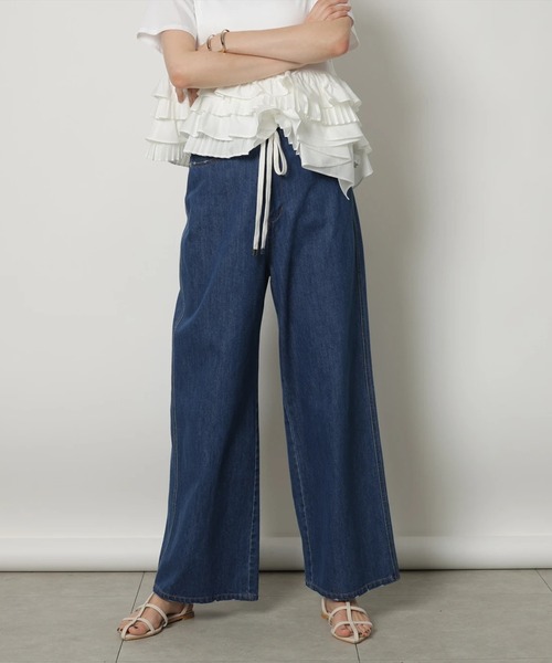 CADUNE(カデュネ)の「ドロストデニムパンツ(その他パンツ・レディース・ネイビー/ライトグレー/ライトブルー・34/36/38/40)」の3枚目の写真