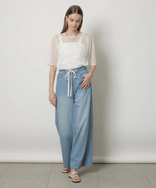 CADUNE(カデュネ)の「ドロストデニムパンツ(その他パンツ・レディース・ネイビー/ライトグレー/ライトブルー・34/36/38/40)」の14枚目の写真