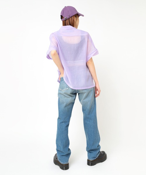 RNA（アールエヌエー）の「B2924 プリントパッチシアーシャツ（シャツ/ブラウス・レディース・オフホワイト/ブラック/ラベンダー・MEDIUM）」の9枚目の写真