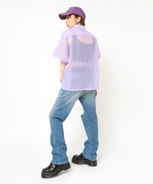 RNA（アールエヌエー）の「B2924 プリントパッチシアーシャツ（シャツ/ブラウス・レディース・オフホワイト/ブラック/ラベンダー・MEDIUM）」の10枚目の写真