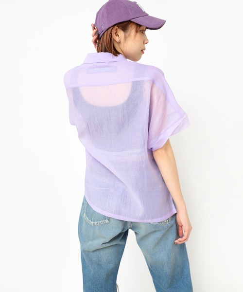 RNA（アールエヌエー）の「B2924 プリントパッチシアーシャツ（シャツ/ブラウス・レディース・オフホワイト/ブラック/ラベンダー・MEDIUM）」の14枚目の写真