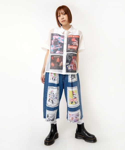 RNA（アールエヌエー）の「B2924 プリントパッチシアーシャツ（シャツ/ブラウス・レディース・オフホワイト/ブラック/ラベンダー・MEDIUM）」の13枚目の写真