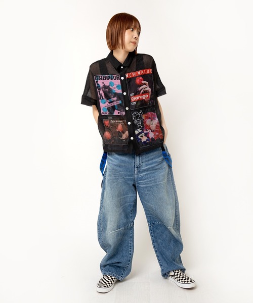 RNA（アールエヌエー）の「B2924 プリントパッチシアーシャツ（シャツ/ブラウス・レディース・オフホワイト/ブラック/ラベンダー・MEDIUM）」の12枚目の写真