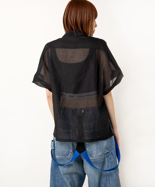 RNA（アールエヌエー）の「B2924 プリントパッチシアーシャツ（シャツ/ブラウス・レディース・オフホワイト/ブラック/ラベンダー・MEDIUM）」の19枚目の写真