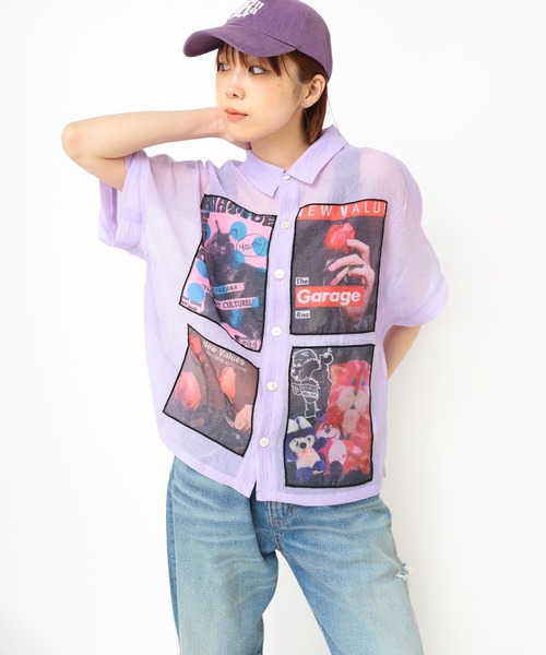 RNA（アールエヌエー）の「B2924 プリントパッチシアーシャツ（シャツ/ブラウス・レディース・オフホワイト/ブラック/ラベンダー・MEDIUM）」の16枚目の写真