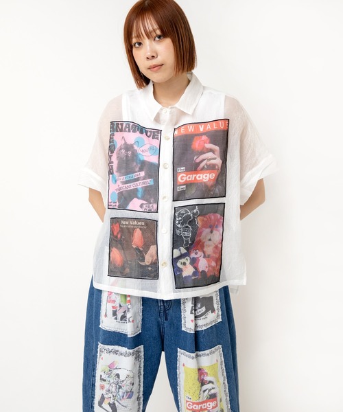 RNA（アールエヌエー）の「B2924 プリントパッチシアーシャツ（シャツ/ブラウス・レディース・オフホワイト/ブラック/ラベンダー・MEDIUM）」の22枚目の写真