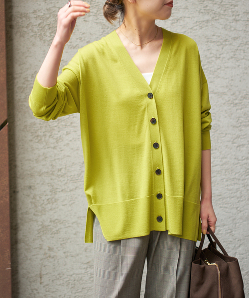 Spick & Span（スピックアンドスパン）の「《追加》18Gカーディガン（カーディガン/ボレロ・レディース・ブラック/イエロー系その他/ブラウン/レッド/チャコールグレー・FREE）」の4枚目の写真