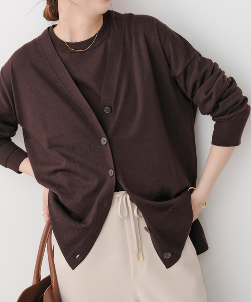 Spick & Span（スピックアンドスパン）の「《追加》18Gカーディガン（カーディガン/ボレロ・レディース・ブラック/イエロー系その他/ブラウン/レッド/チャコールグレー・FREE）」の3枚目の写真