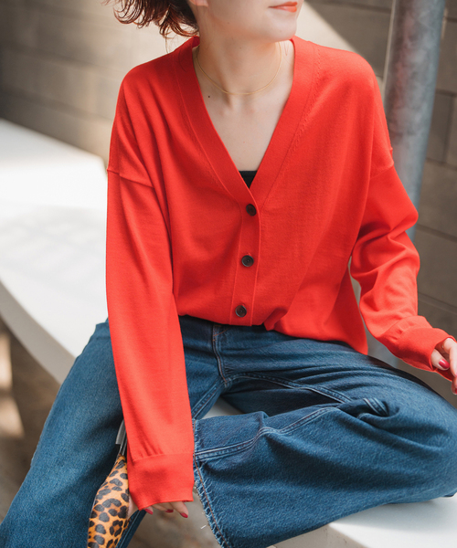 Spick & Span（スピックアンドスパン）の「《追加》18Gカーディガン（カーディガン/ボレロ・レディース・ブラック/イエロー系その他/ブラウン/レッド/チャコールグレー・FREE）」の5枚目の写真